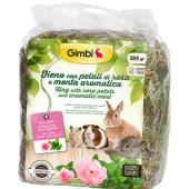 Сено за гризачи GIMBI RODENT HAY WITH ROSE AND MINT 500гр. с роза и мента
